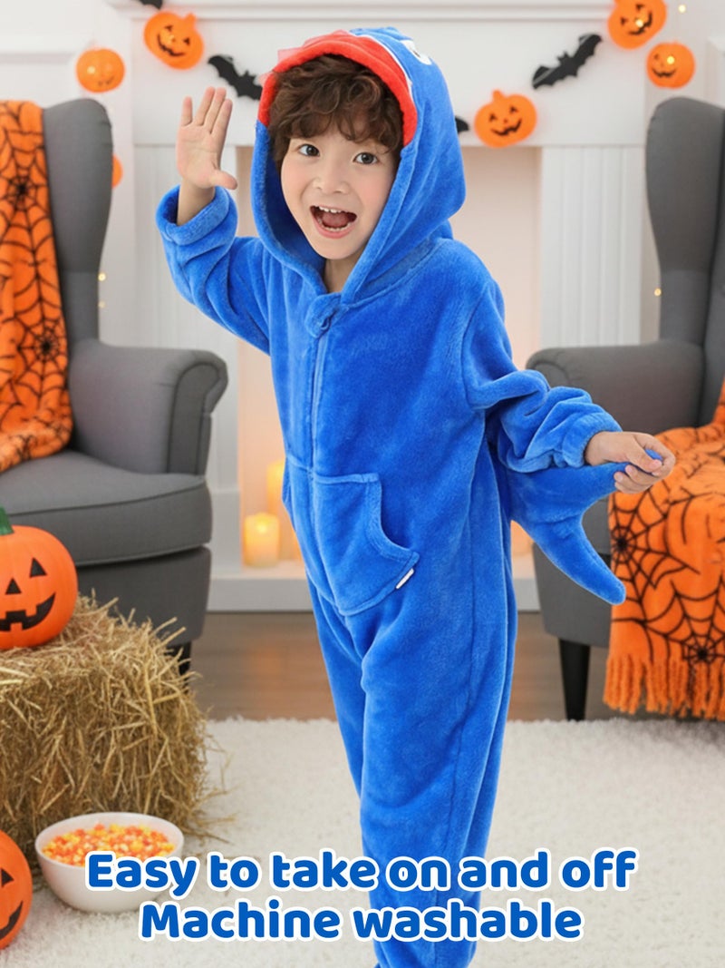 LOLANTA Boys' Girls' Halloween Shark Costume Soft Animal One-piece Jumpsuit for Kids Holiday Birthday Gift (Blue, 4-6 Years) - Image 5